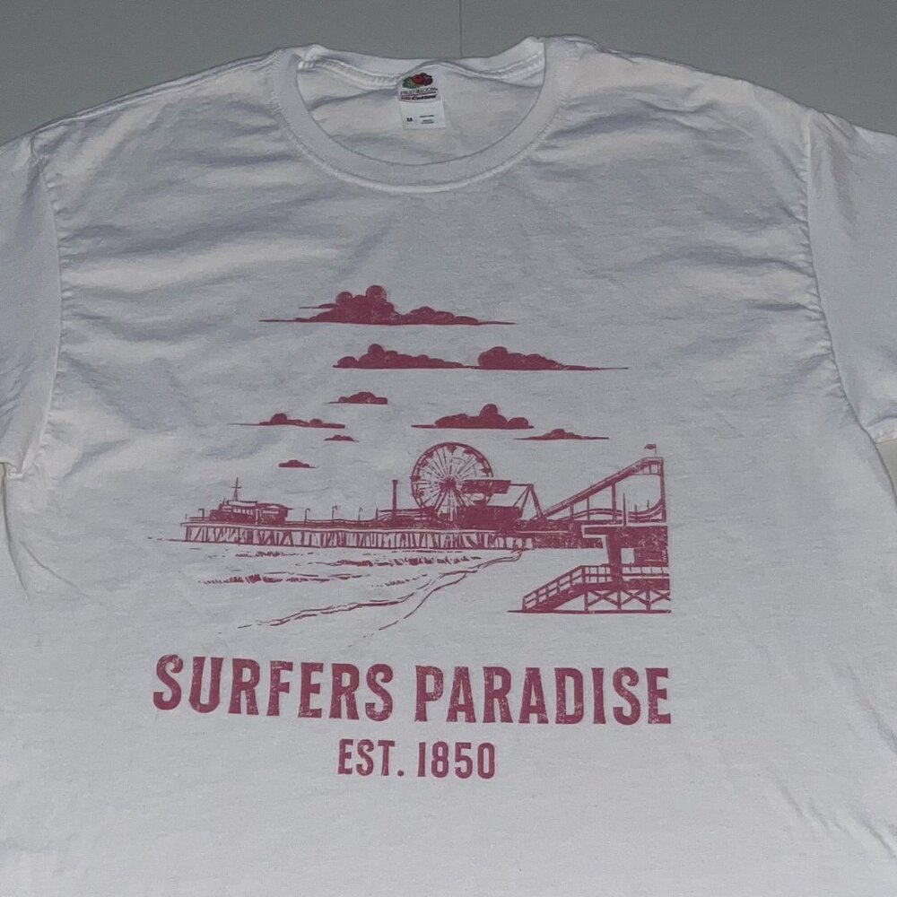 Surfers Paradise Mens M White Short Sleeve T-shirt